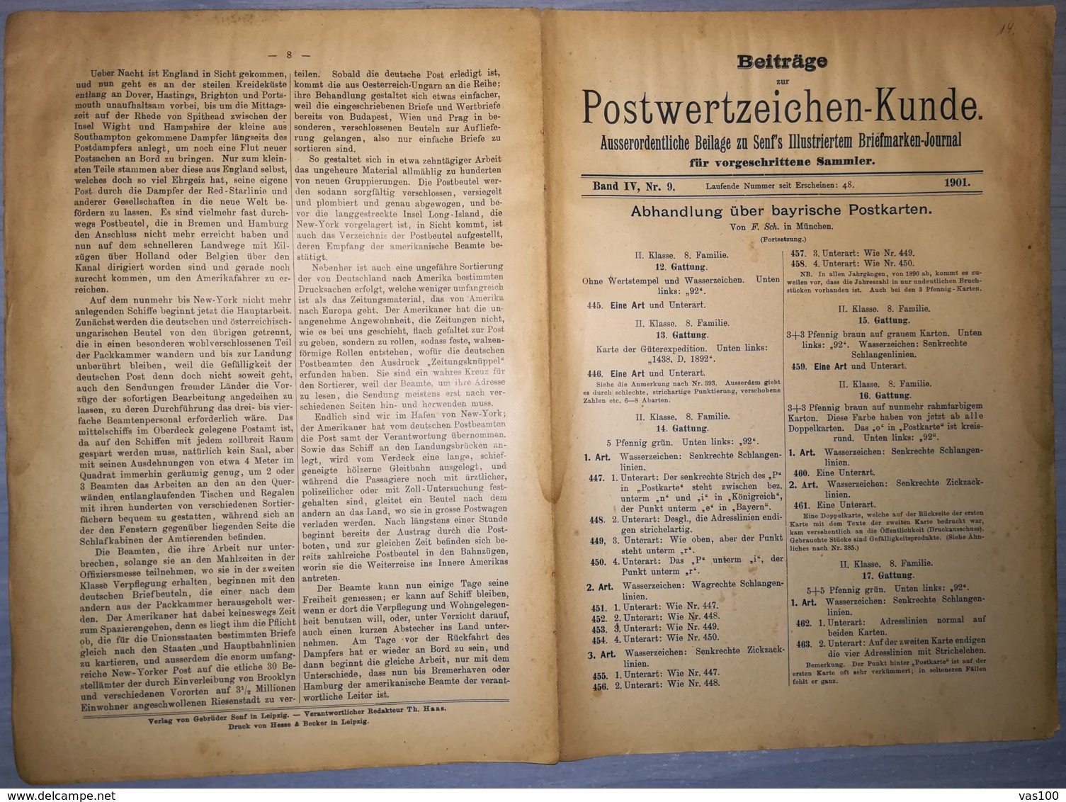 ILLUSTRATED STAMPS JOURNAL- ILLUSTRIERTES JOURNAL MAGAZINE SUPPLEMENT FOR COLLECTORS, LEIPZIG, NR 9, 1901, GERMANY - German (until 1940)