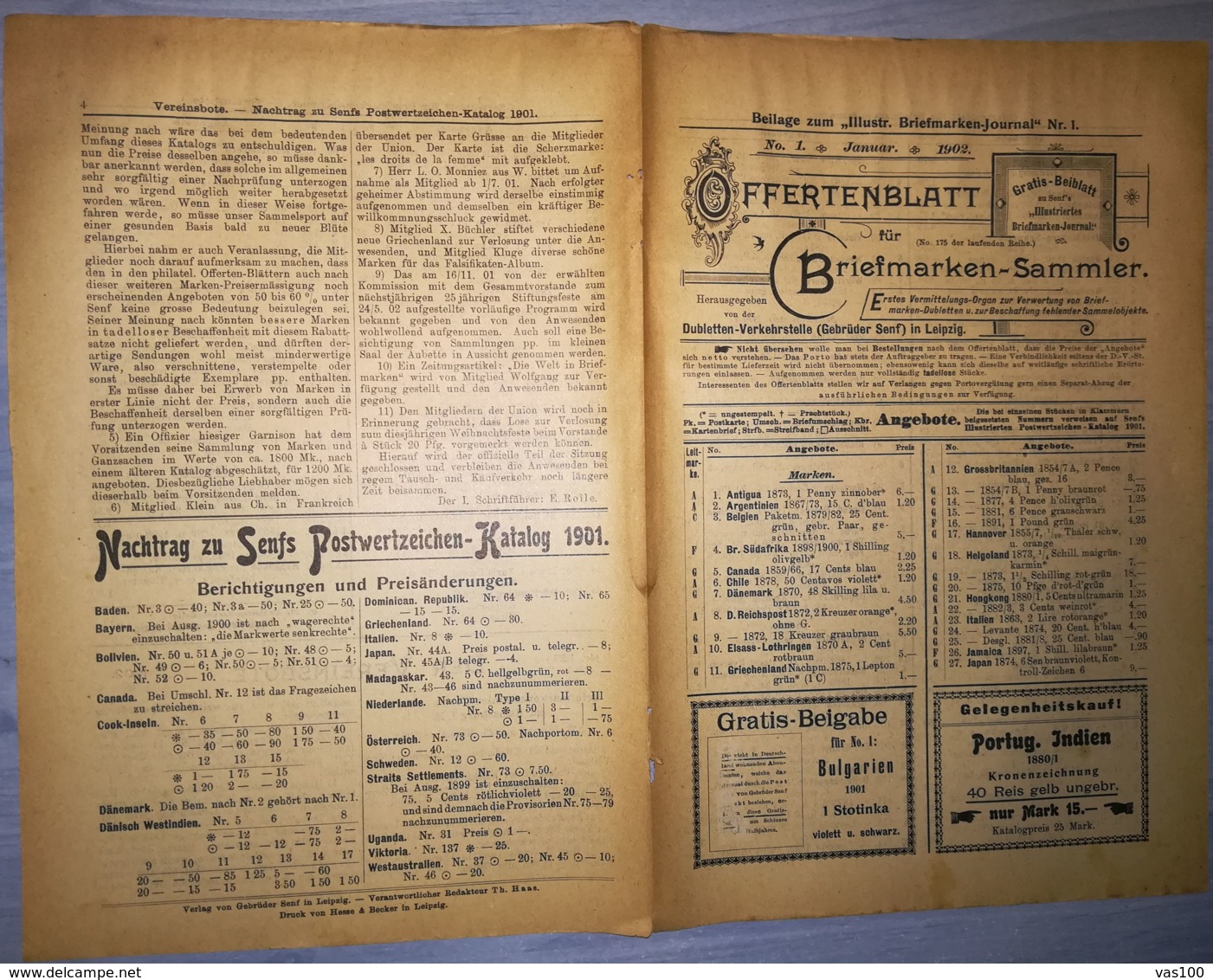 ILLUSTRATED STAMP JOURNAL-ILLUSTRIERTES BRIEFMARKEN JOURNAL MAGAZINE PRICE LIST, LEIPZIG, NR 1, 1902, GERMANY - German (until 1940)