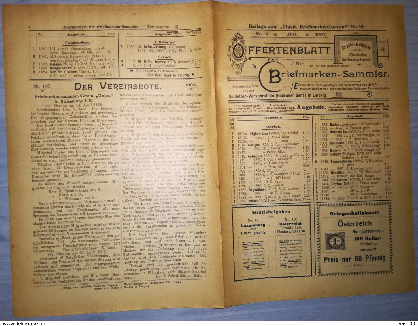 ILLUSTRATED STAMP JOURNAL-ILLUSTRIERTES BRIEFMARKEN JOURNAL MAGAZINE PRICE LIST, LEIPZIG, NR 10, 1902, GERMANY - German (until 1940)