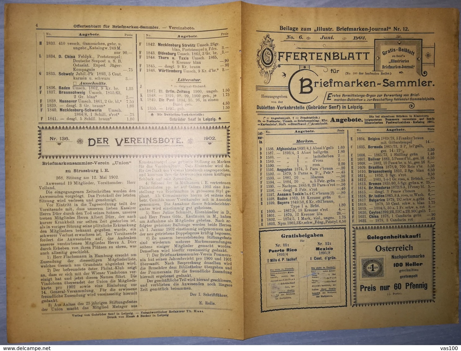 ILLUSTRATED STAMP JOURNAL-ILLUSTRIERTES BRIEFMARKEN JOURNAL MAGAZINE PRICE LIST, LEIPZIG, NR 12, 1902, GERMANY - German (until 1940)