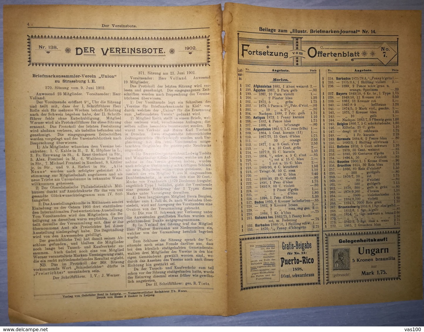 ILLUSTRATED STAMP JOURNAL-ILLUSTRIERTES BRIEFMARKEN JOURNAL MAGAZINE PRICE LIST, LEIPZIG, NR 14, 1902, GERMANY - German (until 1940)