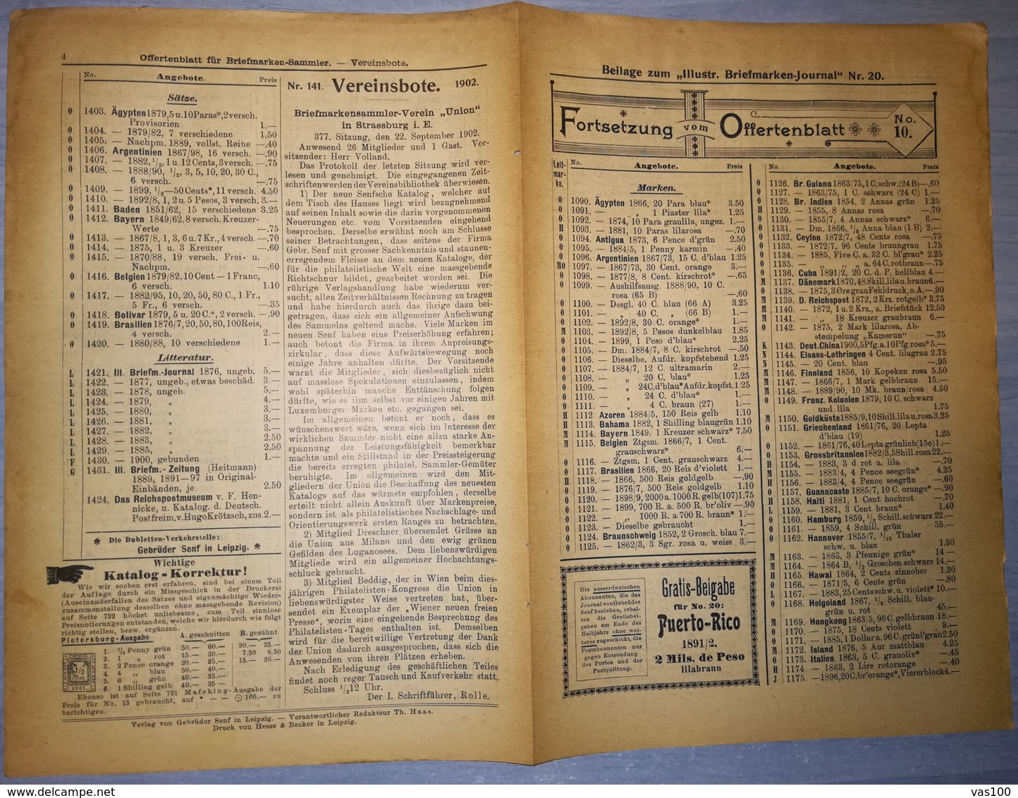 ILLUSTRATED STAMP JOURNAL-ILLUSTRIERTES BRIEFMARKEN JOURNAL MAGAZINE PRICE LIST, LEIPZIG, NR 20, 1902, GERMANY - German (until 1940)