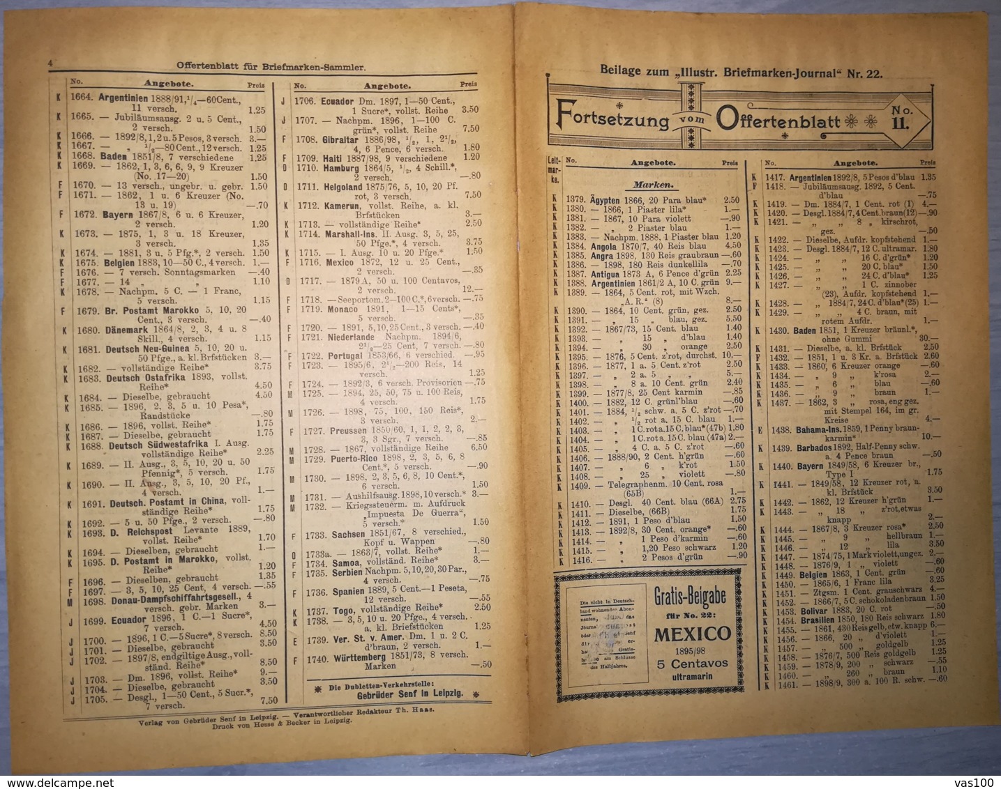 ILLUSTRATED STAMP JOURNAL-ILLUSTRIERTES BRIEFMARKEN JOURNAL MAGAZINE PRICE LIST, LEIPZIG, NR 22, 1899, GERMANY - Tedesche (prima Del 1940)