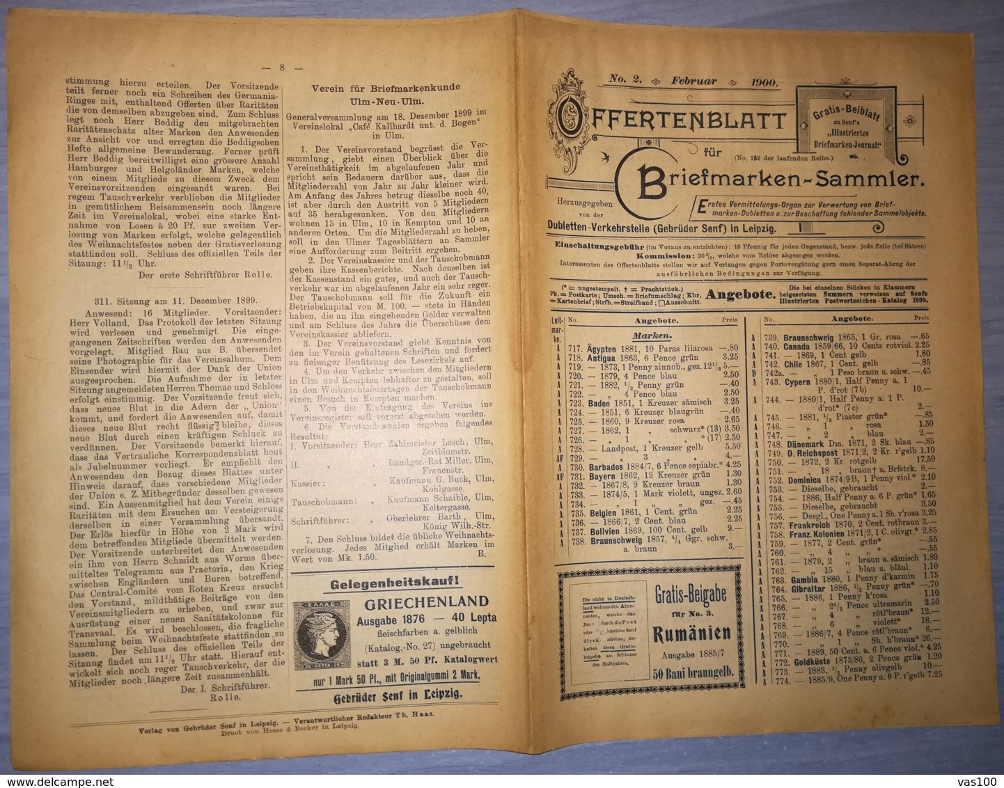 ILLUSTRATED STAMP JOURNAL-ILLUSTRIERTES BRIEFMARKEN JOURNAL MAGAZINE PRICE LIST, LEIPZIG, NR 2, 1900, GERMANY - Tedesche (prima Del 1940)