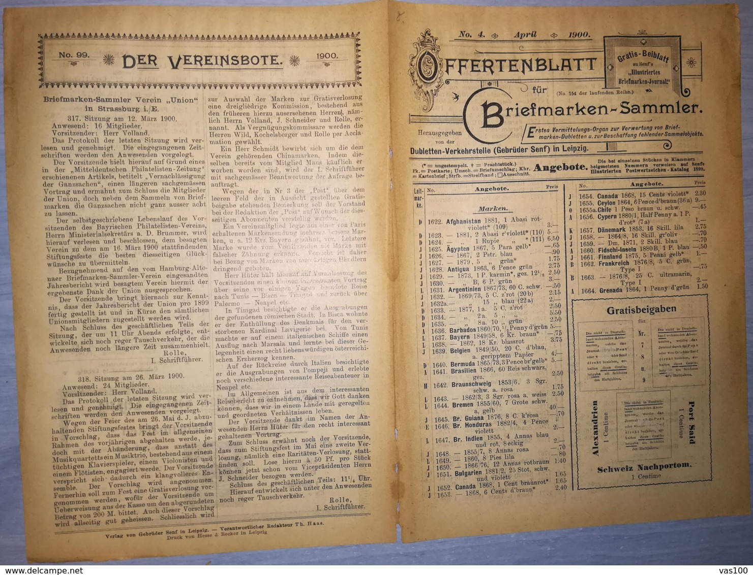 ILLUSTRATED STAMP JOURNAL-ILLUSTRIERTES BRIEFMARKEN JOURNAL MAGAZINE PRICE LIST, LEIPZIG, NR 4, 1900, GERMANY - Duits (tot 1940)