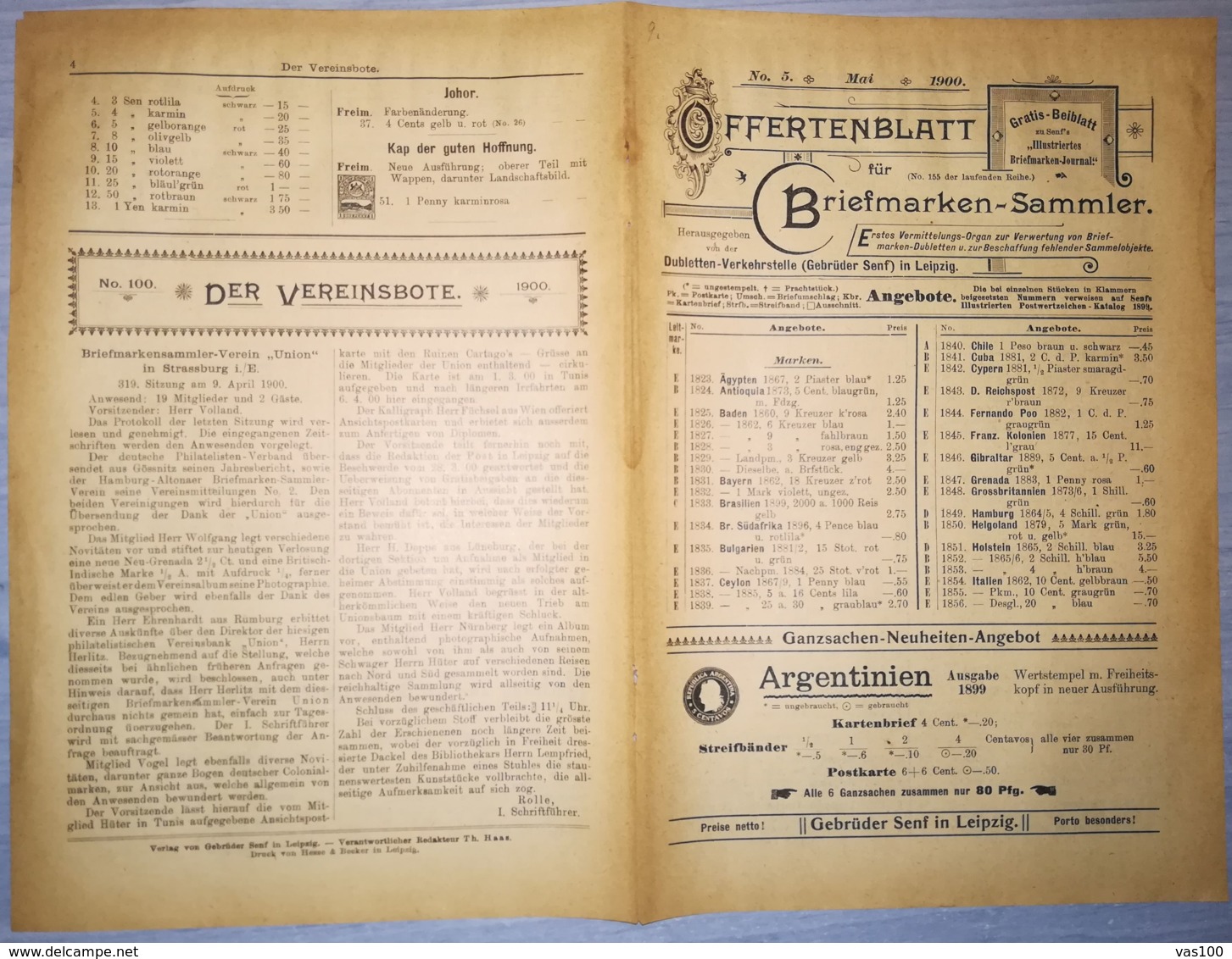 ILLUSTRATED STAMP JOURNAL-ILLUSTRIERTES BRIEFMARKEN JOURNAL MAGAZINE PRICE LIST, LEIPZIG, NR 5, 1900, GERMANY - Duits (tot 1940)