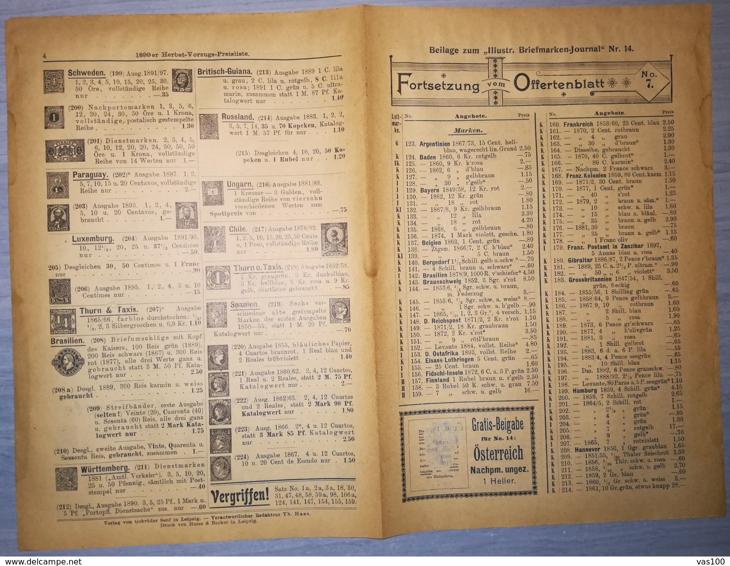 ILLUSTRATED STAMP JOURNAL-ILLUSTRIERTES BRIEFMARKEN JOURNAL MAGAZINE PRICE LIST, LEIPZIG, NR 14, 1899, GERMANY - Alemán (hasta 1940)