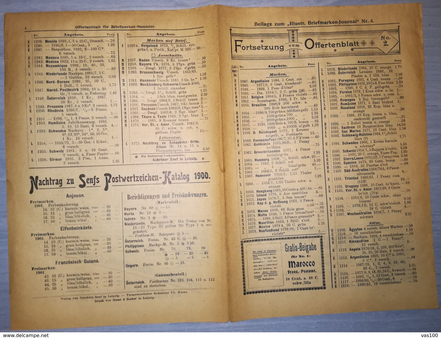 ILLUSTRATED STAMP JOURNAL-ILLUSTRIERTES BRIEFMARKEN JOURNAL MAGAZINE PRICE LIST, LEIPZIG, NR 4, 1900, GERMANY - Deutsch (bis 1940)