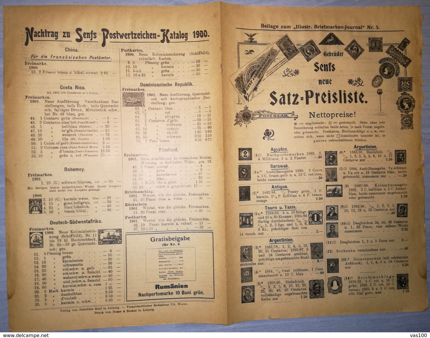 ILLUSTRATED STAMP JOURNAL-ILLUSTRIERTES BRIEFMARKEN JOURNAL MAGAZINE PRICE LIST, LEIPZIG, NR 5, 1901, GERMANY - Allemand (jusque 1940)