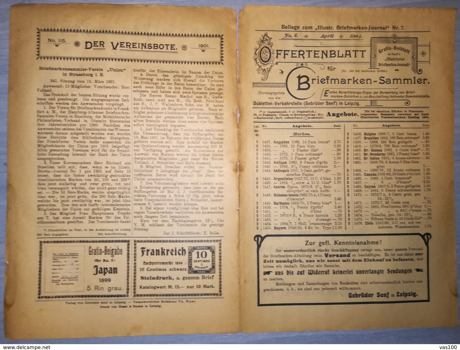 ILLUSTRATED STAMP JOURNAL-ILLUSTRIERTES BRIEFMARKEN JOURNAL MAGAZINE PRICE LIST, LEIPZIG, NR 7, 1901, GERMANY - Duits (tot 1940)