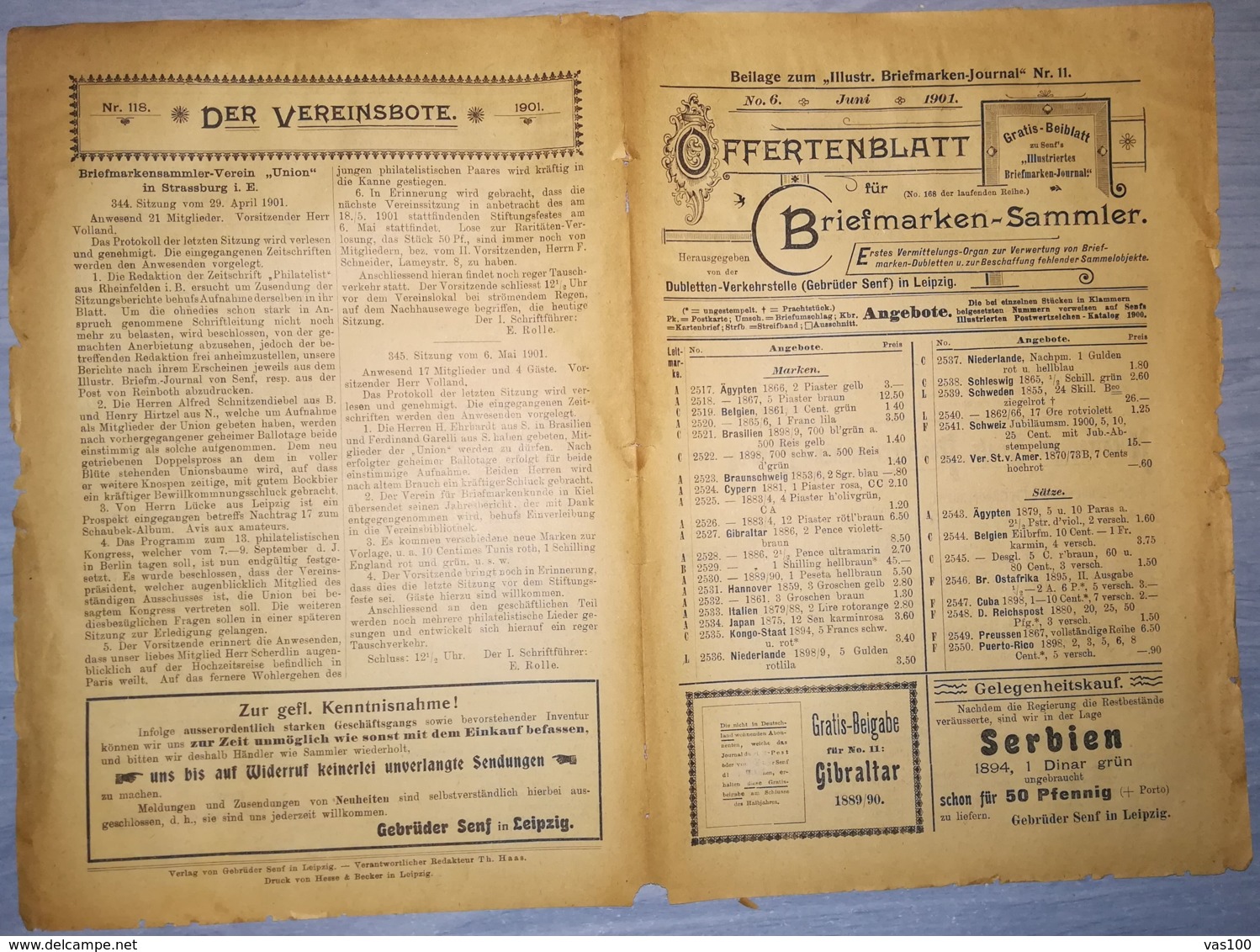 ILLUSTRATED STAMP JOURNAL-ILLUSTRIERTES BRIEFMARKEN JOURNAL MAGAZINE PRICE LIST, LEIPZIG, NR 11, 1901, GERMANY - Deutsch (bis 1940)