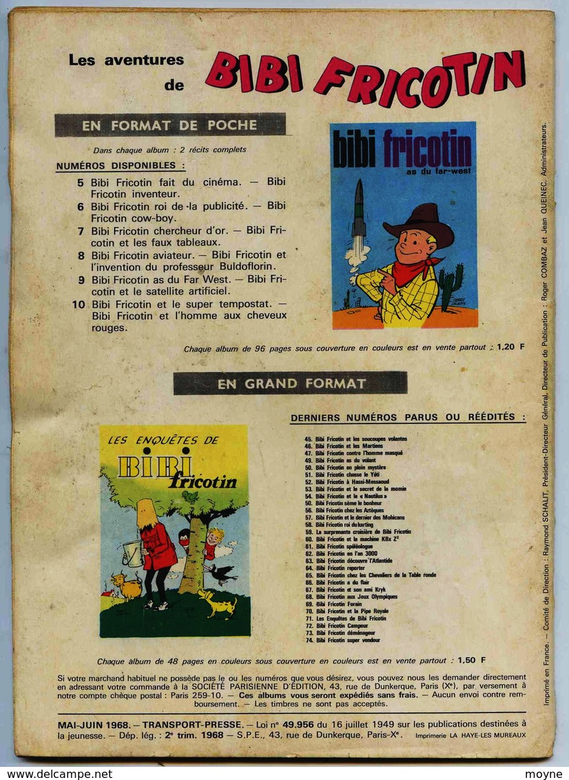 BIBI FRICOTIN -  * LE JOURNAL DE BIBI FRICOTIN * Bimestriel N° 22 - Pierre LACROIX -  2 éme Trimestre 1968 - Bibi Fricotin