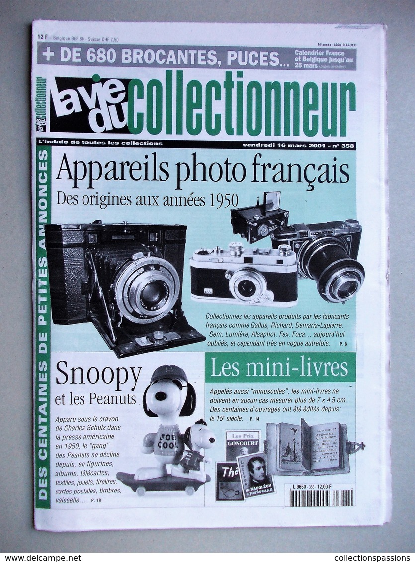 La Vie Du Collectionneur N° 358 - Appareils Photo Français. Snoopy. Les Mini-livres. Les Bourses. Casques. - Trödler & Sammler