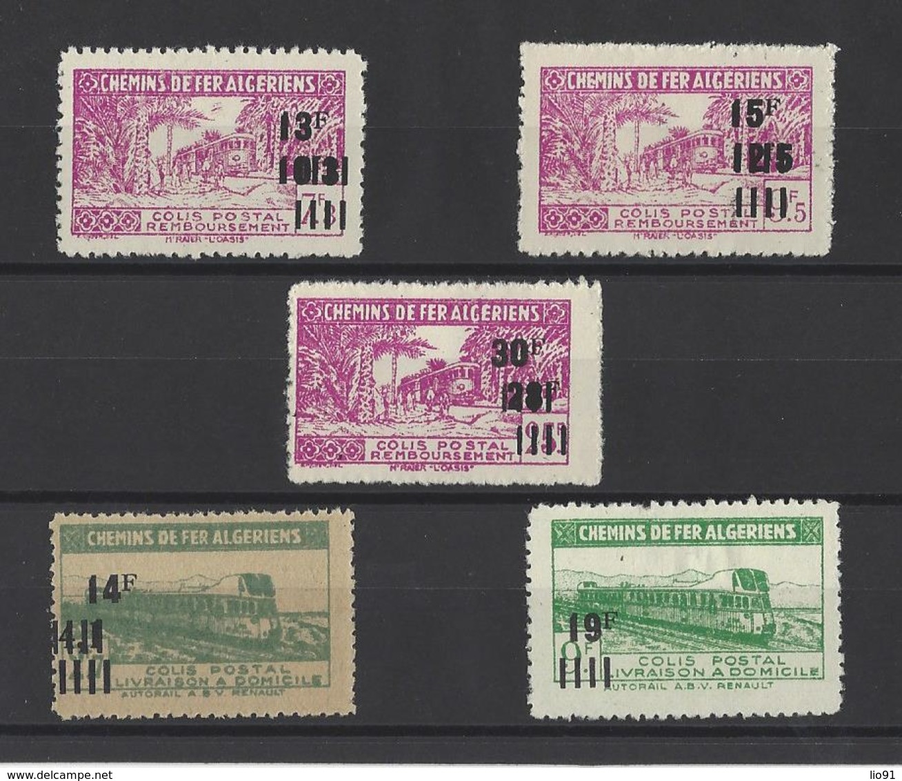 ALGERIE. YT Colis Postaux  N° 197-198-201-202-204  (sans Surcharge) Neuf **/* 1949 - Colis Postaux