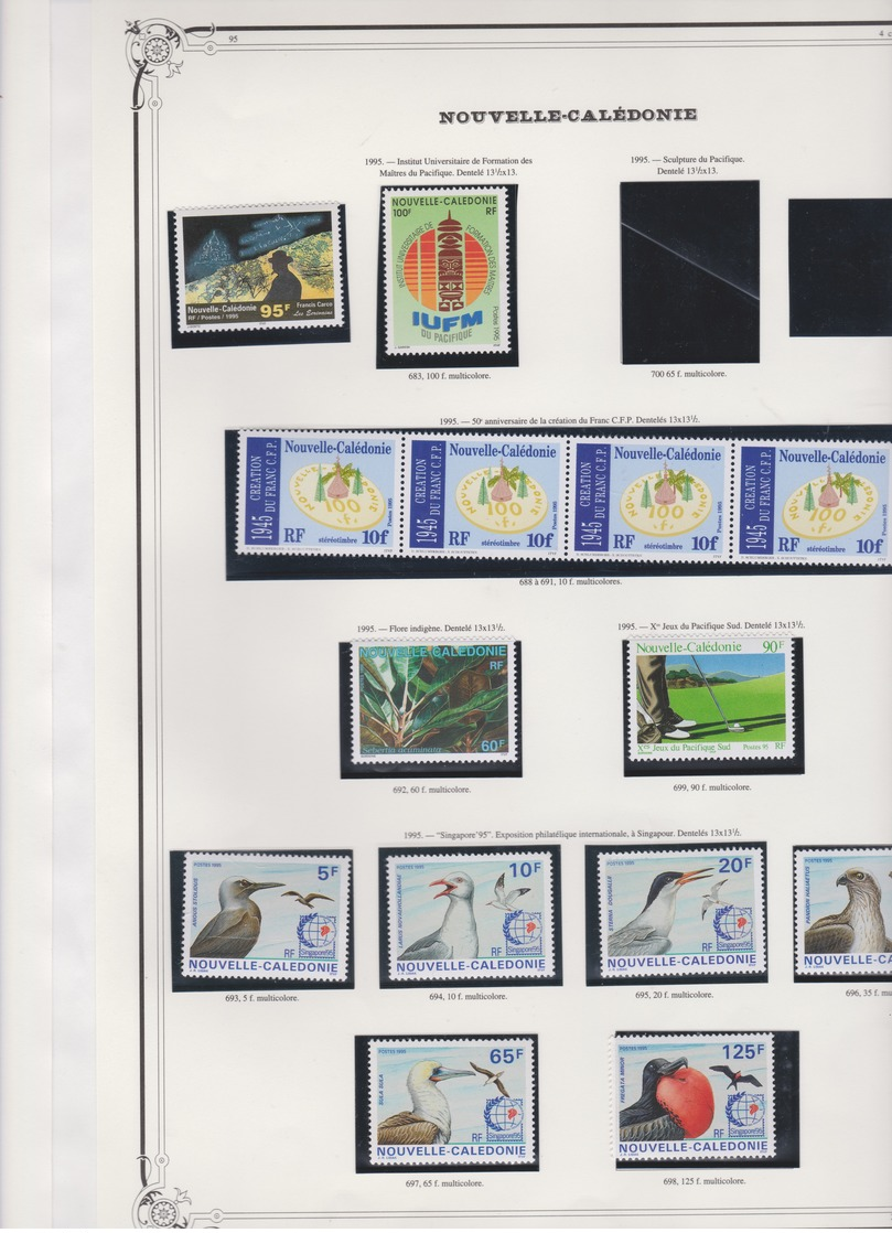 NOUVELLE CALEDONIE Lot 21 T Neufs Xx  Année 1995 N°YT 680 à 699 - 701 - Unused Stamps