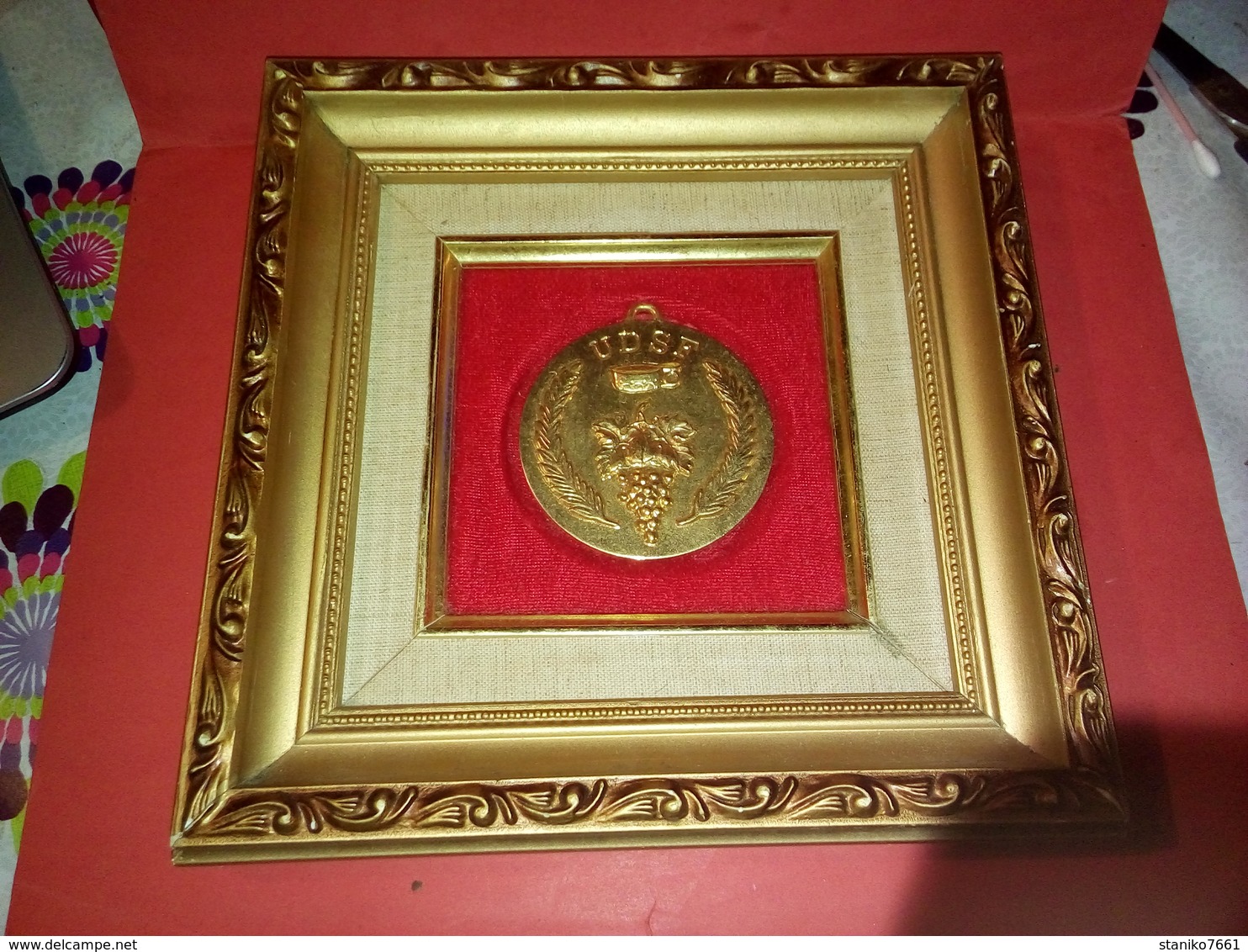 GROSSE MÉDAILLE ENCADRÉE  UDSF Union De La Sommellerie Française  GRAPPE DE RAISIN   70 Mm - Otros & Sin Clasificación