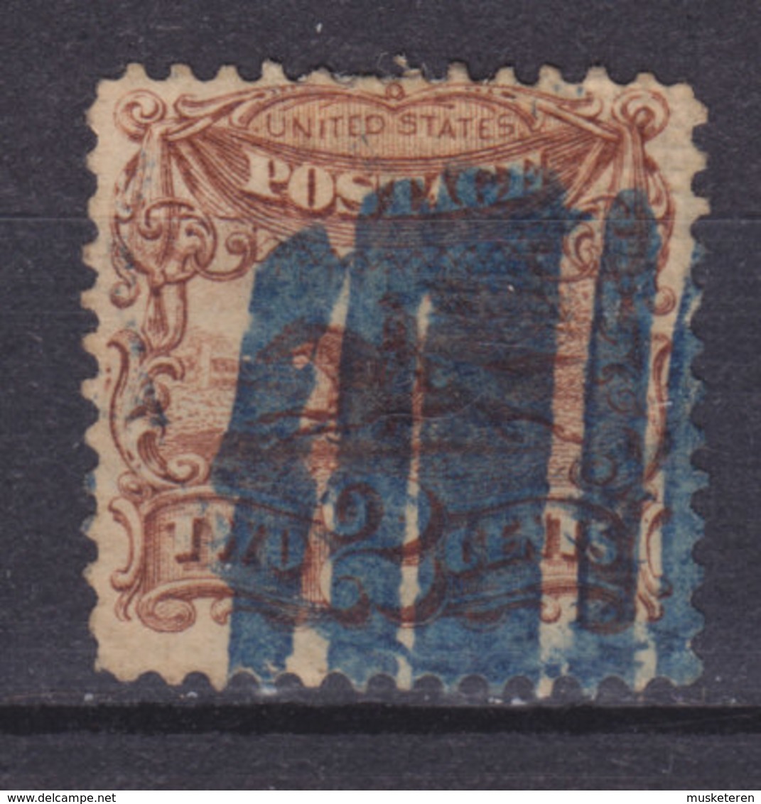 United States 1869 Mi. 27    2c. Pony Express Rider BLUE 'Killer Cancel' (2 Scans) - Gebraucht