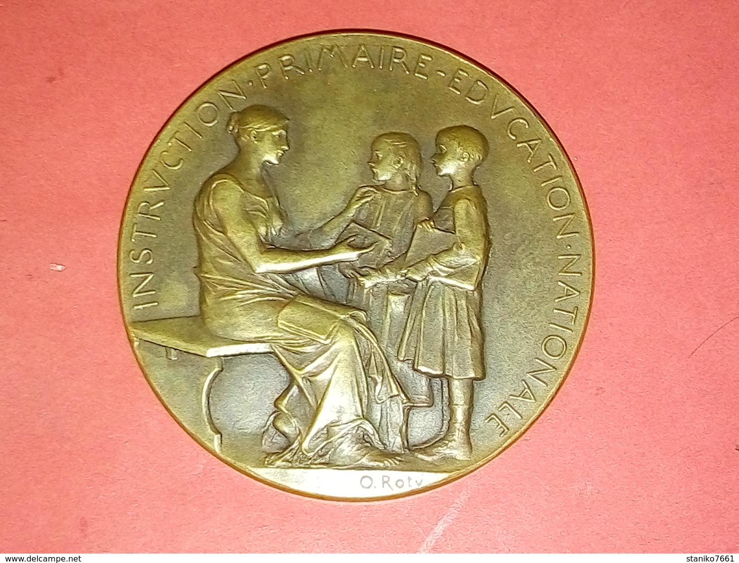 SUPERBE MÉDAILLE BRONZE MINISTERE DE L'INSTRUCTION PUBLIQUE 1901 / 1902 Par O.Roty  50 Mm 62 Gr - Autres & Non Classés