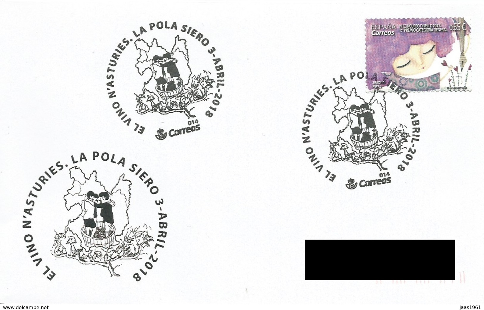 SPAIN. POSTMARK THE WINE IN ASTURIAS. LA POLA DE SIERO 2018 - Máquinas Franqueo (EMA)