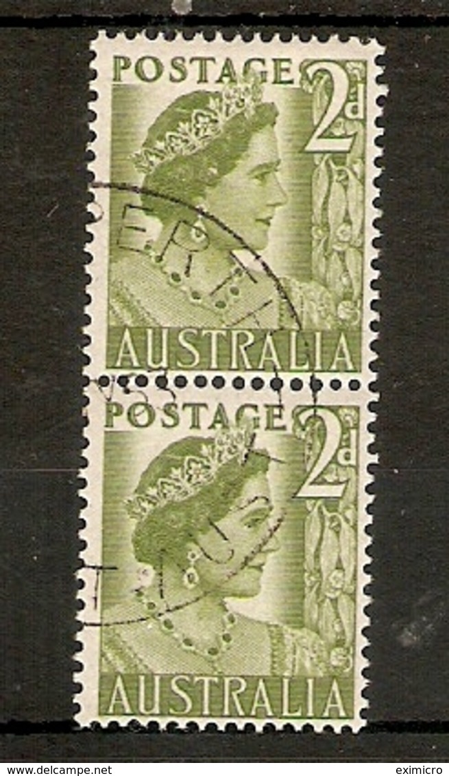 AUSTRALIA 1950 - 1952 2d COIL PAIR SG 237a FINE USED Cat £10 - Used Stamps