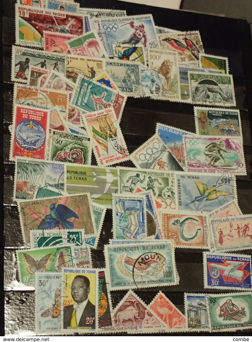FRENCH COLONIE. CAMEROUN. GABON. POLYNESIE. NOUVELLE CALEDONIE. NIGER. TCHAD... 174 STAMPS USED. 3 SCANS   4774 - Collections (sans Albums)