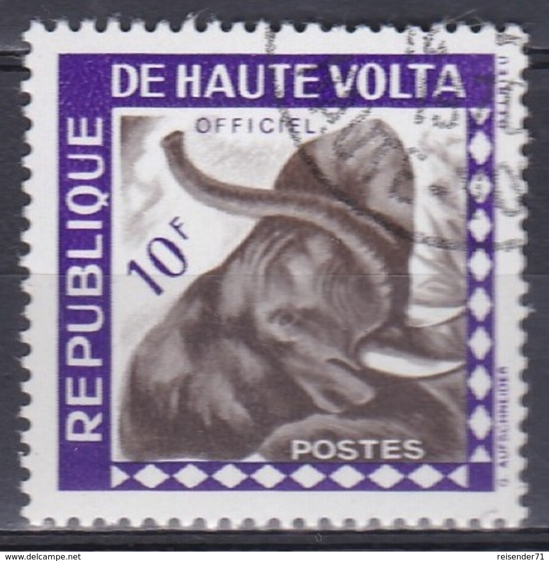 Obervolta Upper Volta Haute Volta 1963 Dienstmarke Tiere Fauna Animals Elefanten Elephants, Mi. 3 Gest. - Obervolta (1958-1984)