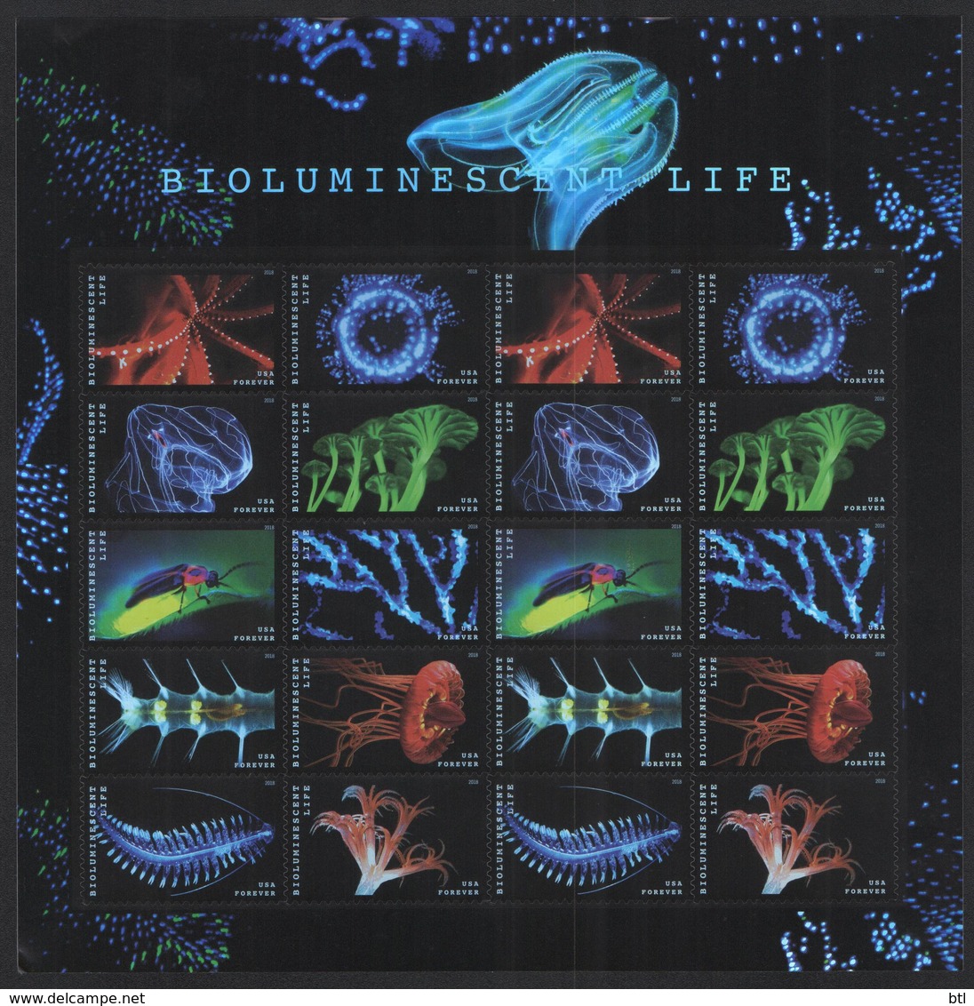 USA- Bioluminescent Life "Full Sheet" - Unused Stamps