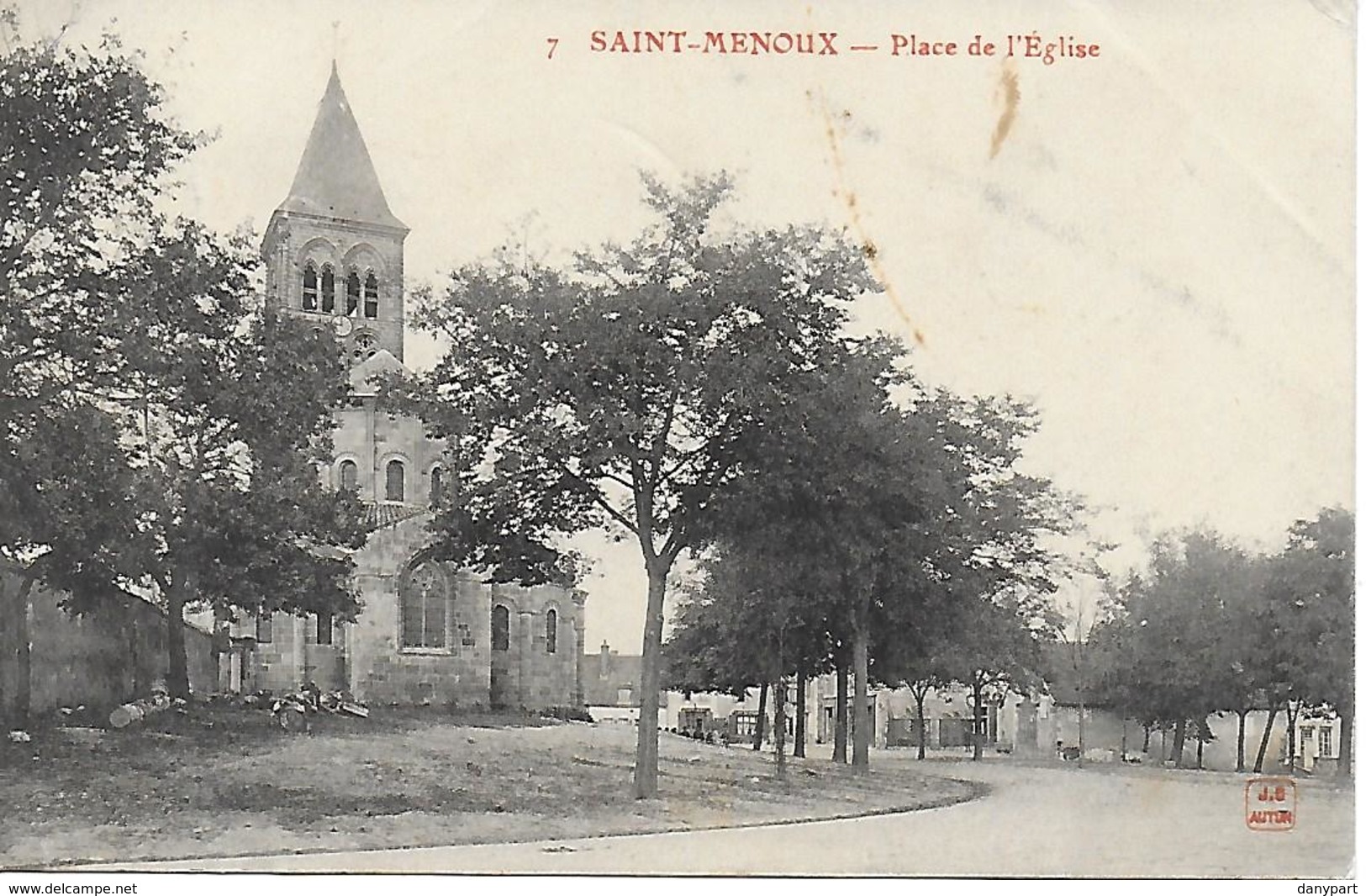 SAINT MENOUX PLACE DE L'EGLISE CARTE POSTEE D'AGONGES PAR UN SOLDAT EN 1916 - Autres & Non Classés