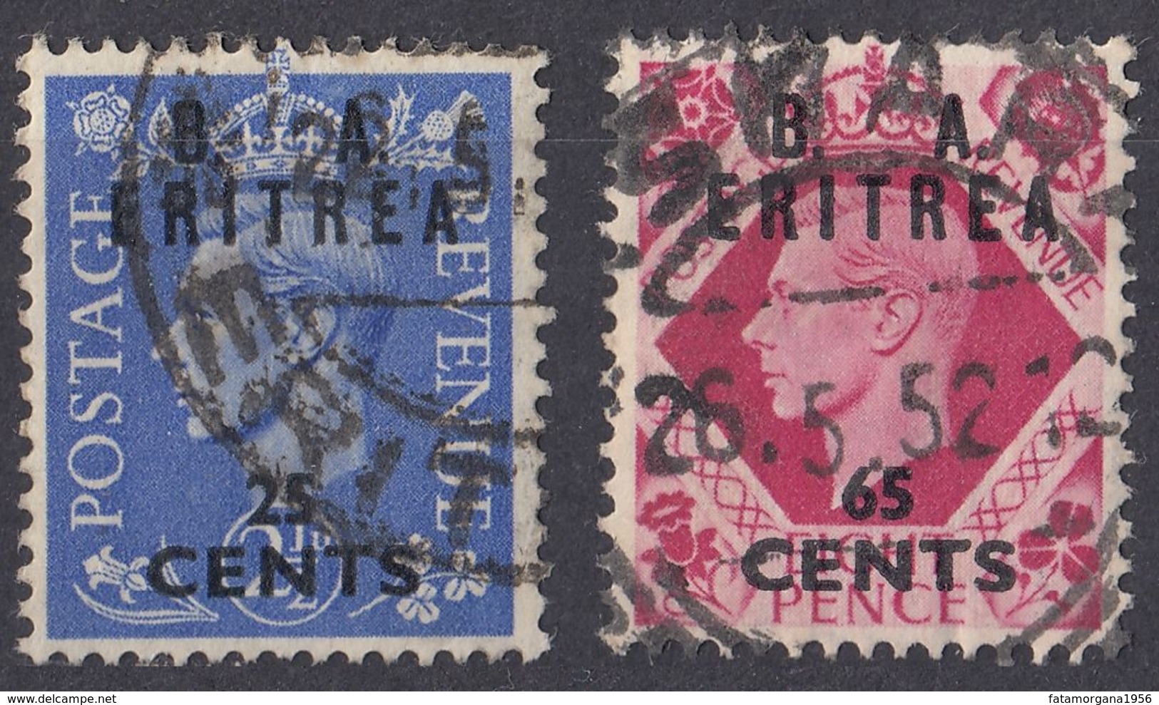 AMMINISTRAZIONE CIVILE BRITANNICA In ERITREA - 1950 - Lotto Di Due Valori Usati: Yvert 16 E 20. - South West Africa (1923-1990)
