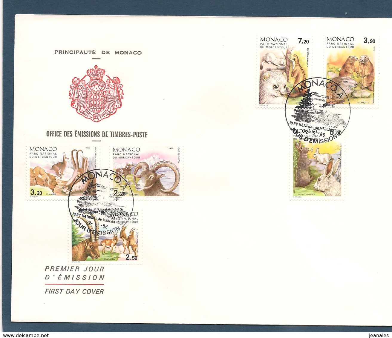 MONACO   Année 1986 Enveloppe 1er Jour** - Briefe U. Dokumente