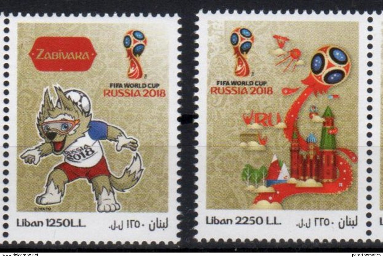 LEBANON, 2018, MNH, SOCCER, FOOTBALL, RUSSIA WORLD CUP, 2v - 2018 – Russia