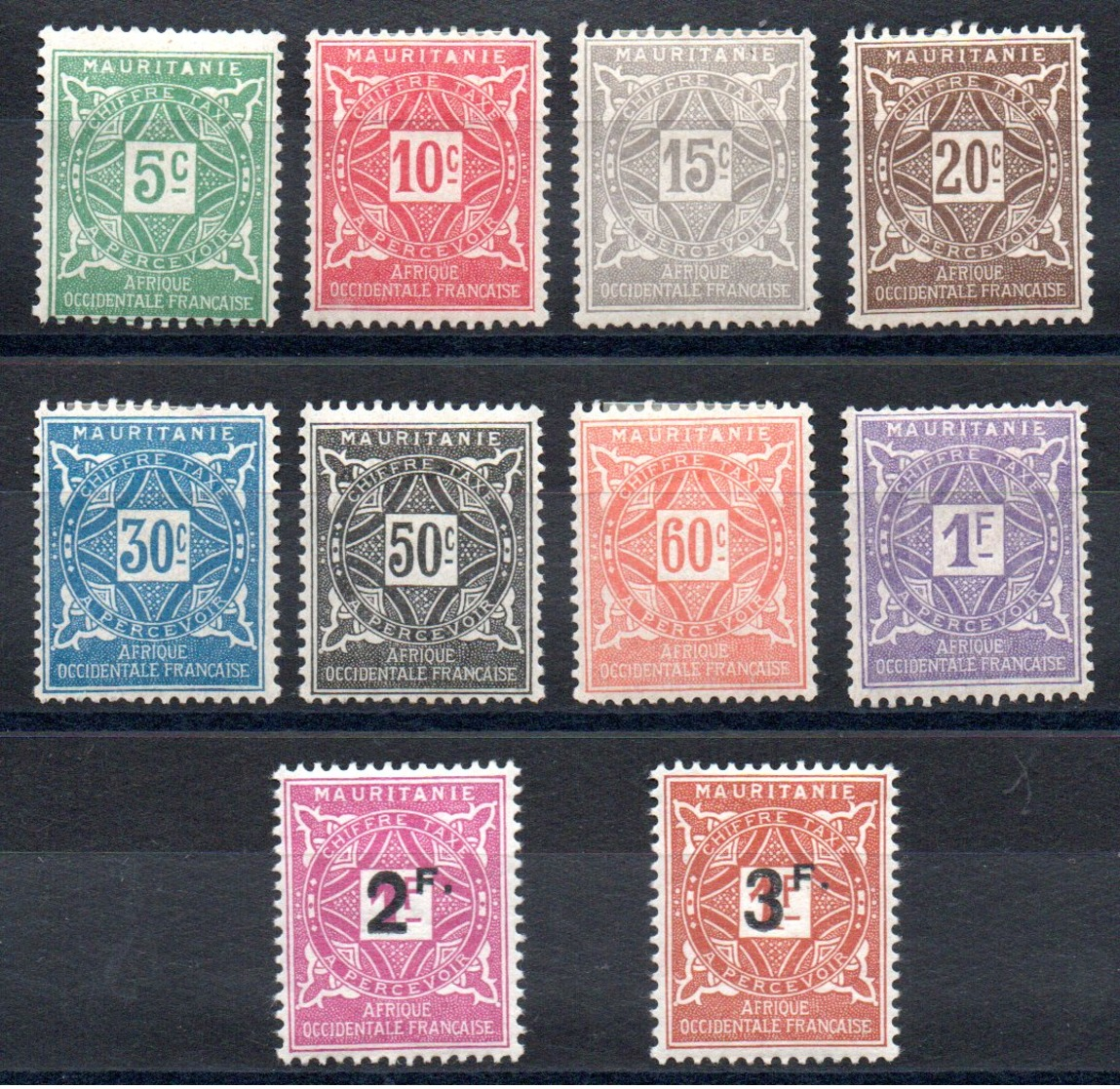 MAURITANIE - YT Taxe N° 17 à 26 -  Neufs * - MH - Cote: 15,00 € - Neufs