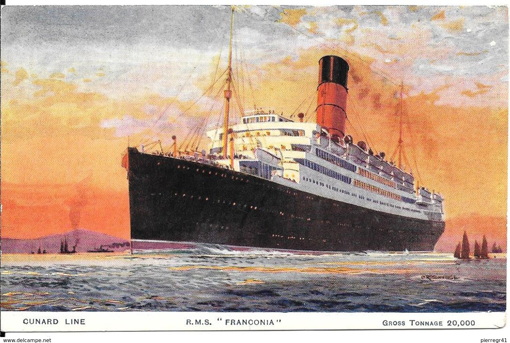 CPA-1930-PAQUEBOT-CUNARD LINE-R.M.S FRANCONIA-1922/1956-Ligne LONDRES/BOSTON USA-TBE - Paquebots