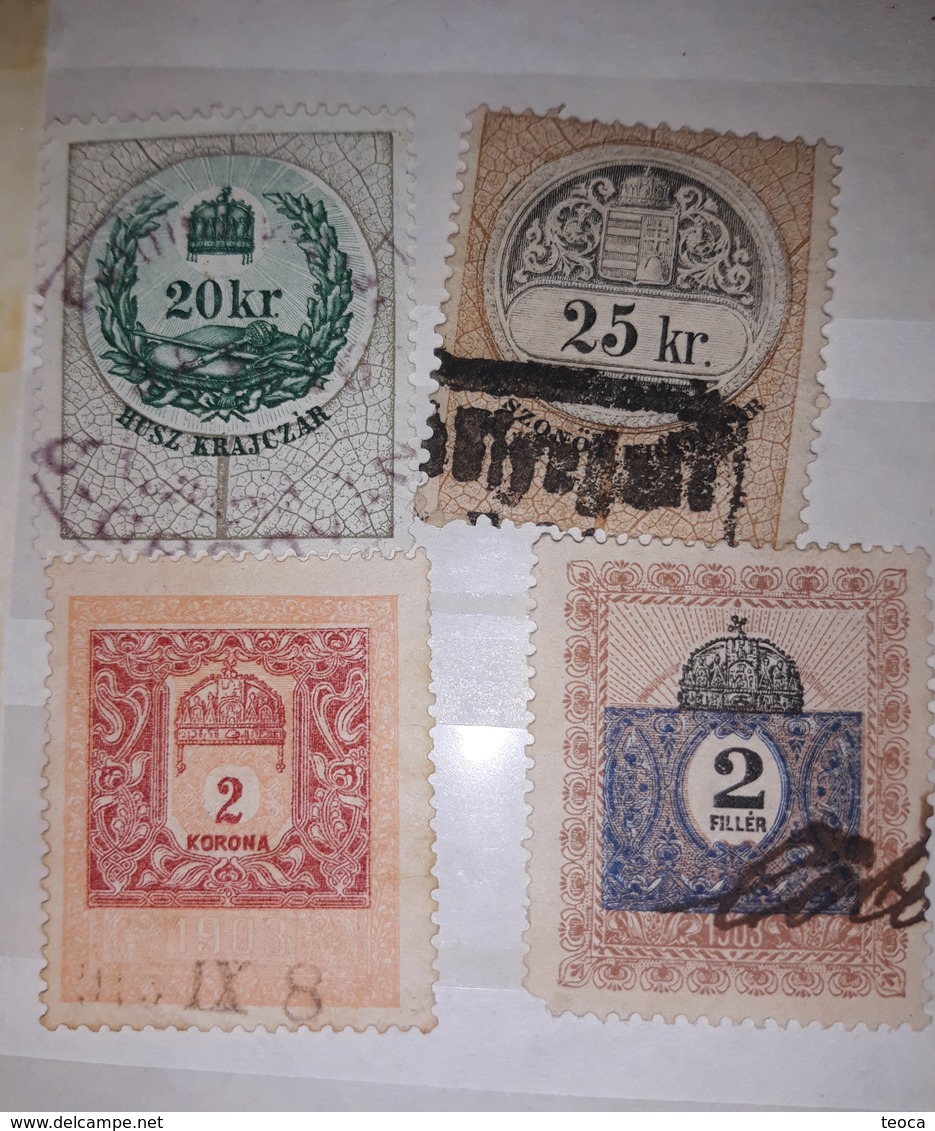 Hungary 1903 REVENUE STAMPS, FISCAUX, Lot 4 Stamps 20kr, 25 Kr, 2 Filler - Usado