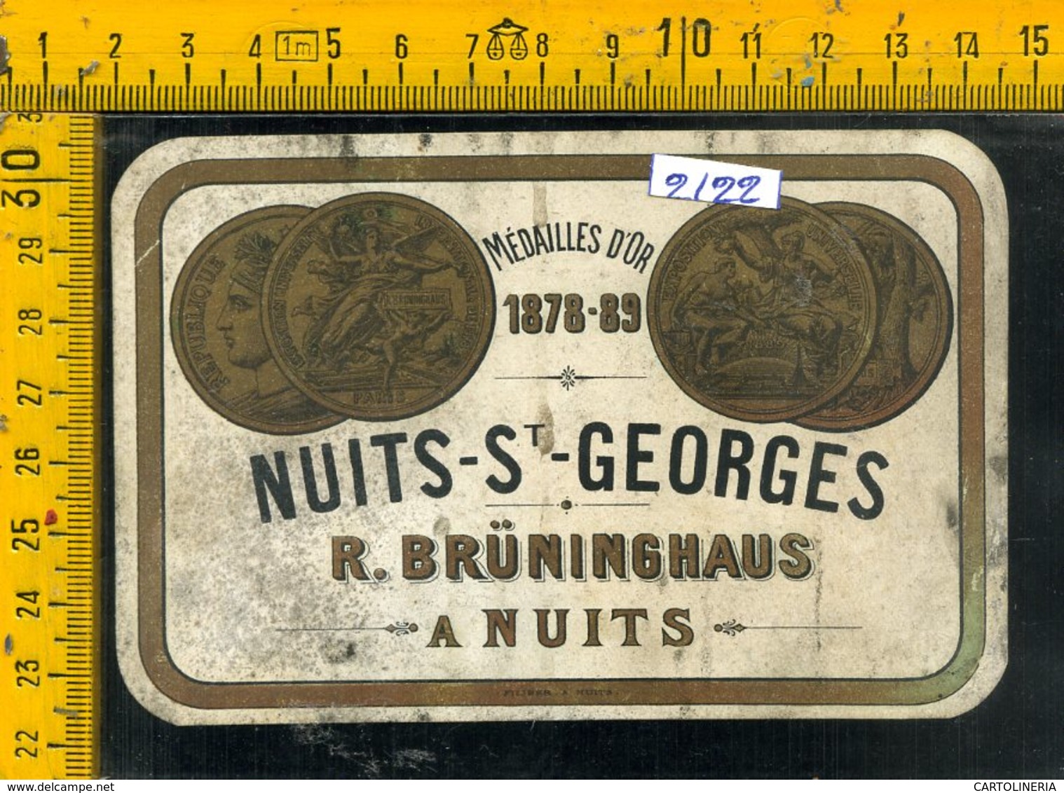 Etichetta Vino Liquore Nuits St. Georges 1926 Francia - Autres & Non Classés