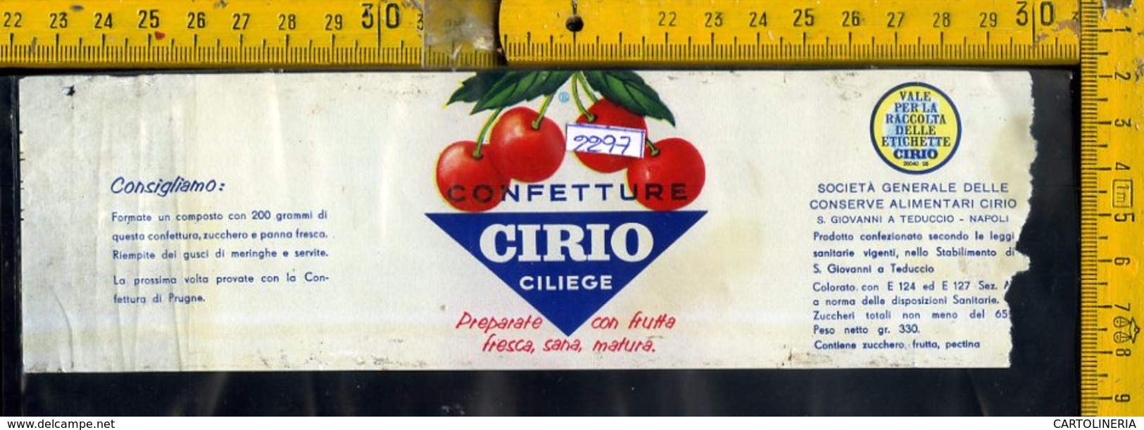 Etichetta Alimentare Confetture Cirio - Altri & Non Classificati