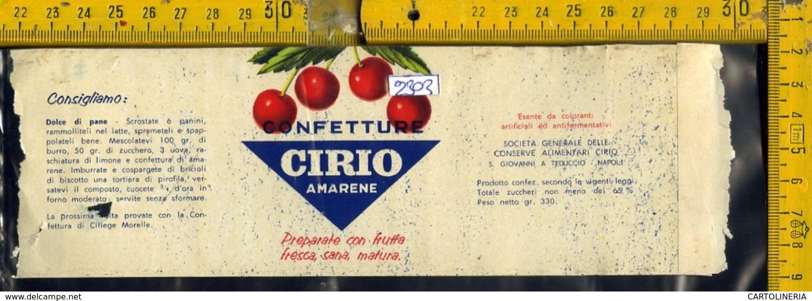 Etichetta Alimentare Confetture Cirio - Altri & Non Classificati