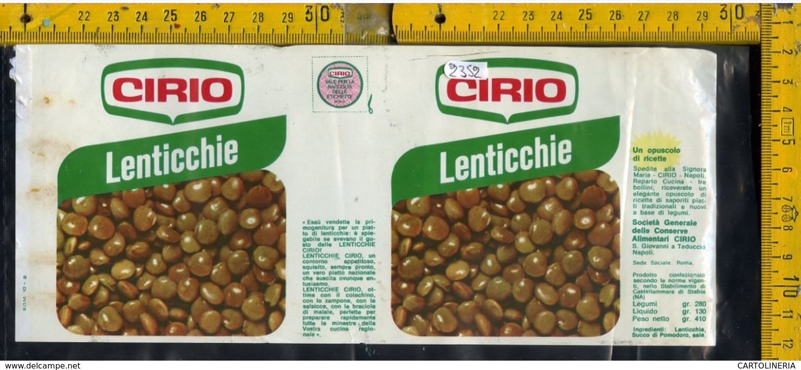 Etichetta Alimentare Lenticchie Cirio - Altri & Non Classificati