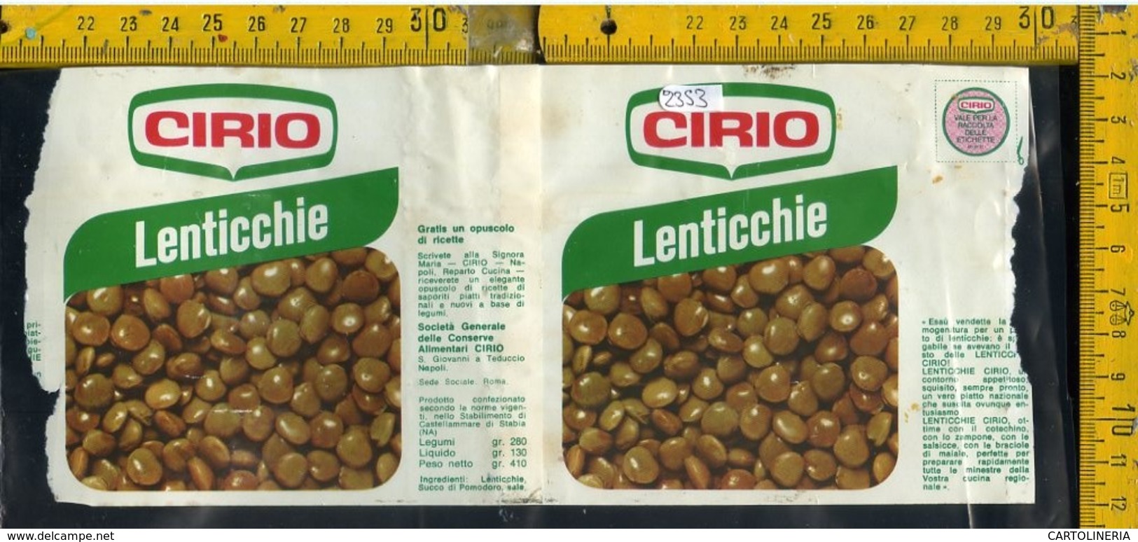 Etichetta Alimentare Lenticchie Cirio - Altri & Non Classificati