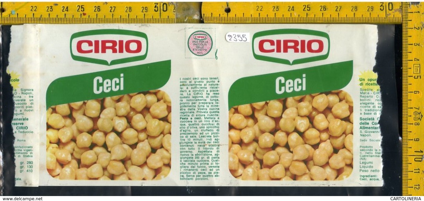 Etichetta Alimentare Ceci Cirio - Altri & Non Classificati