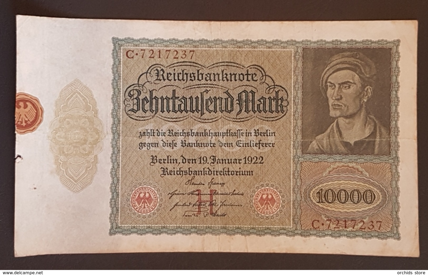 EBN8 - Germany 1922 Banknote 10000 Mark Pick 70 #C.7217237 - 10000 Mark