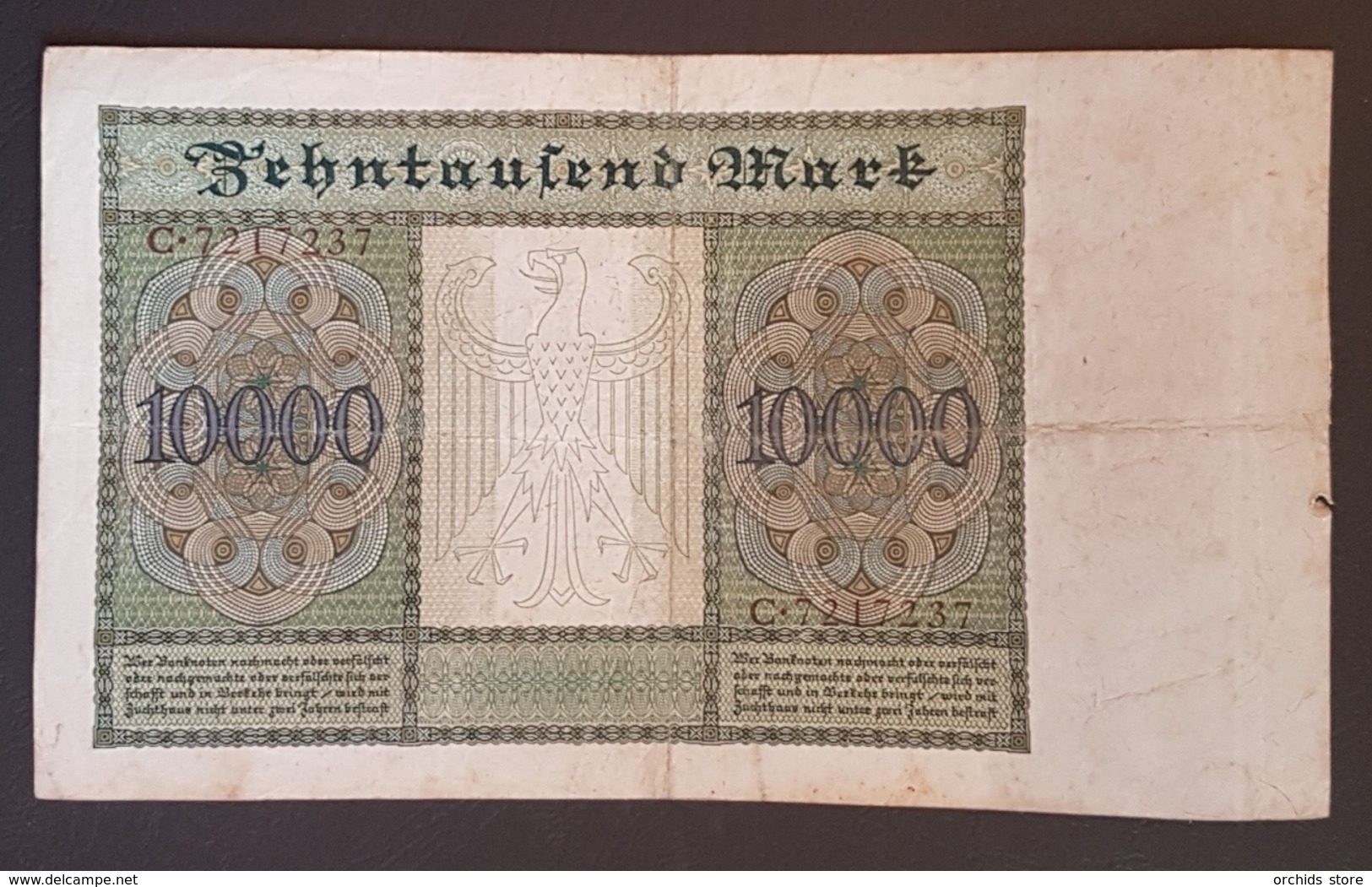 EBN8 - Germany 1922 Banknote 10000 Mark Pick 70 #C.7217237 - 10000 Mark
