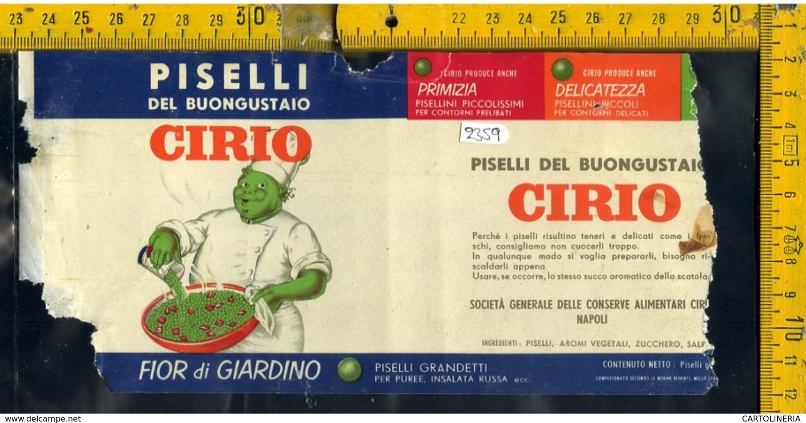 Etichetta Alimentare Piselli Cirio - Altri & Non Classificati