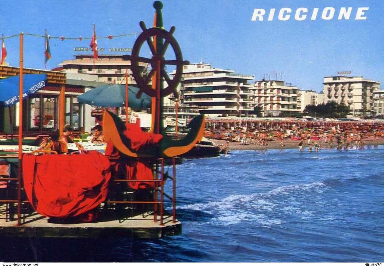 Riccione - Alberghi E Spiaggia - Formato Grande Non Viaggiata – E 10 - Rimini