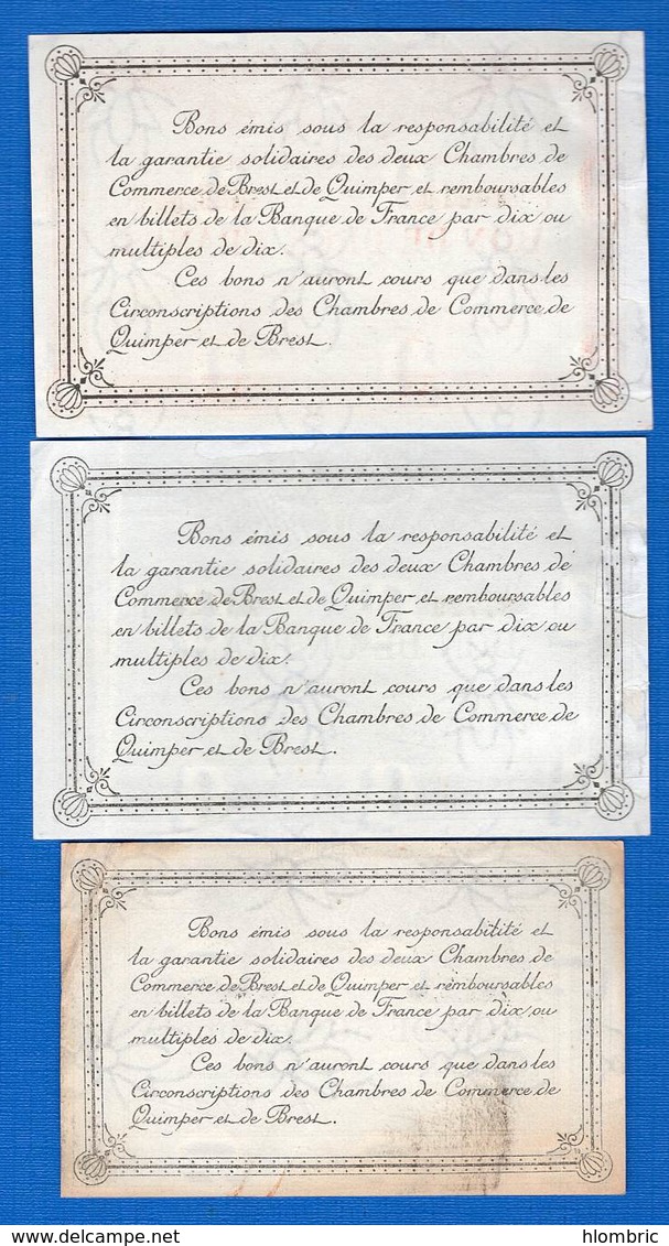 Quimper  Et  Brest  3  Billets - Chambre De Commerce