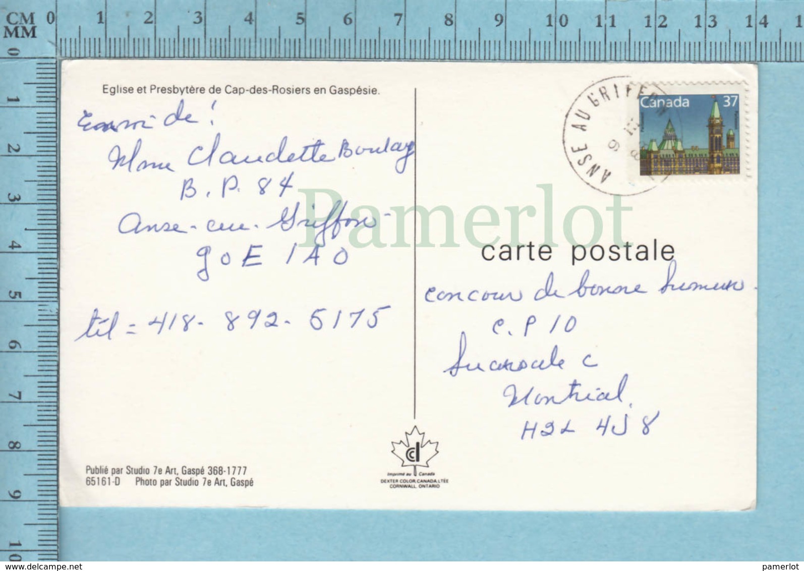 Cap-des-Rosiers Gaspésie  Quebec - Eglise Et Presbitaire - CIRCULÉE En 1988  - Timbre 37¢ Canada - Autres & Non Classés