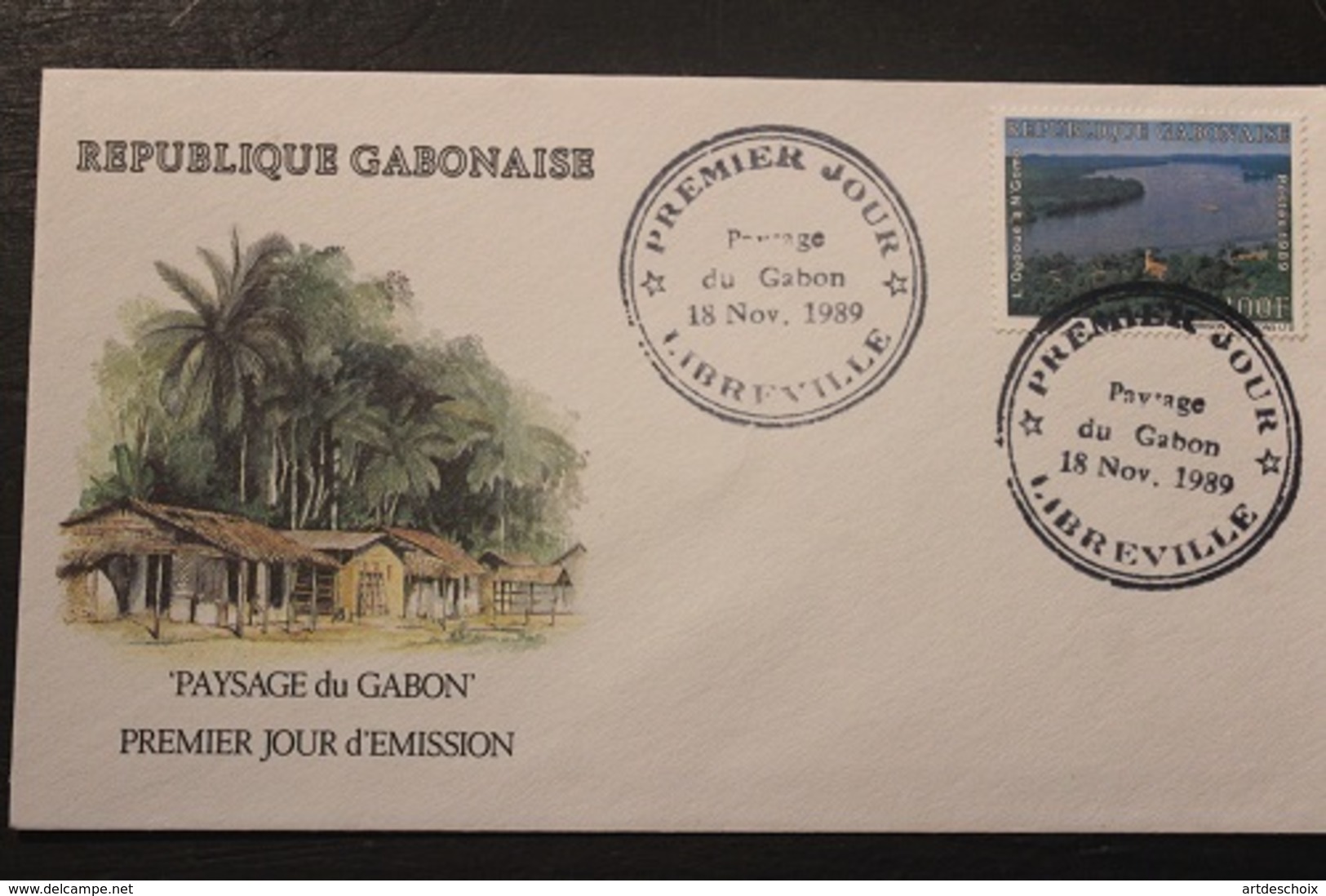Enveloppe-1° Jour-Gabon Paysage Du Gabon 18 11 1989 - Gabon (1960-...)