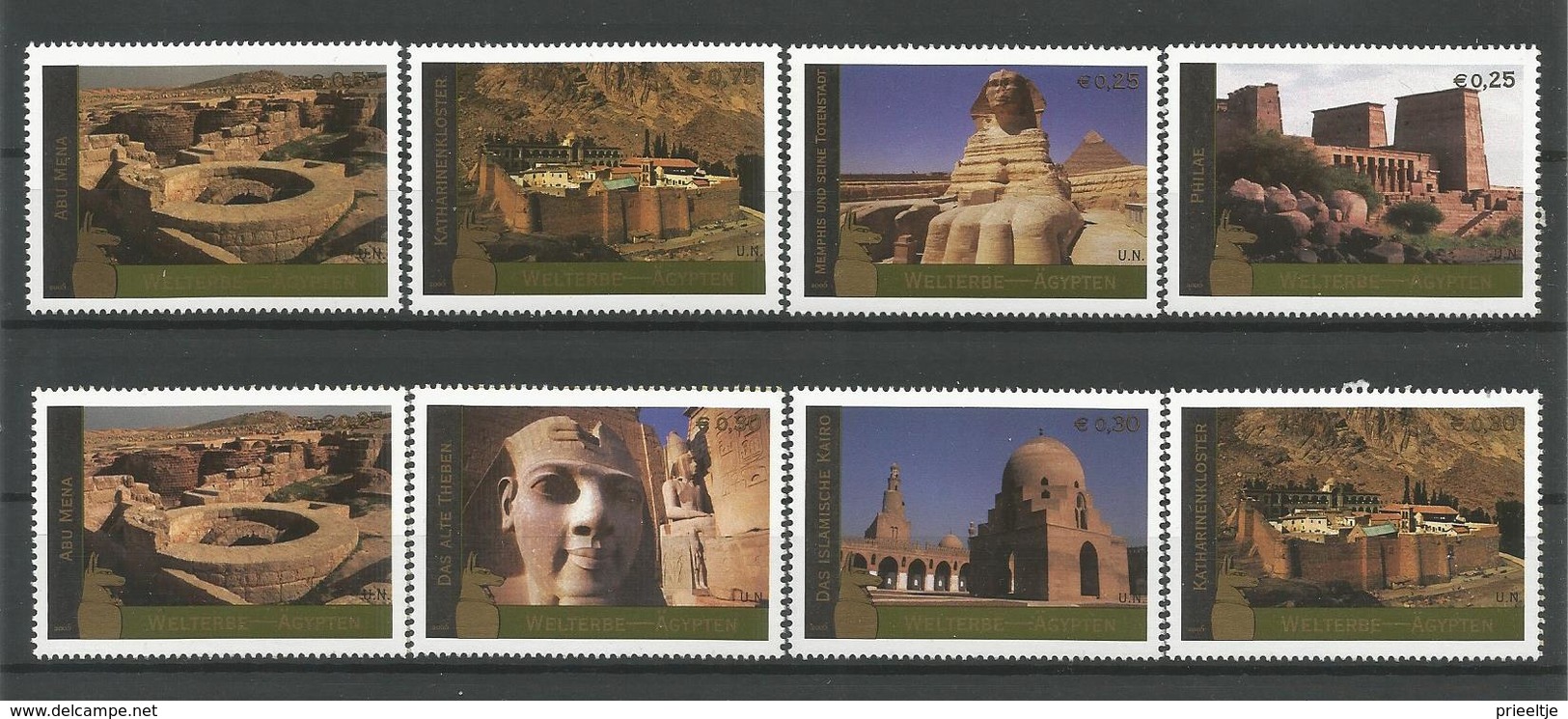 United Nations V. 2005 World Heritage Egypt Y.T. 454/461 ** - Neufs