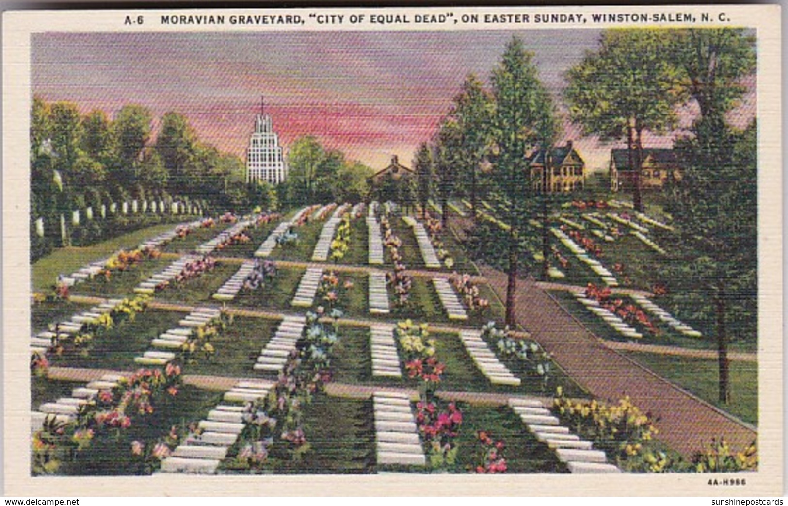 North Carolina Winston Salem Moravian Graveyard On Easter Sunday 1941 Curteich - Winston Salem