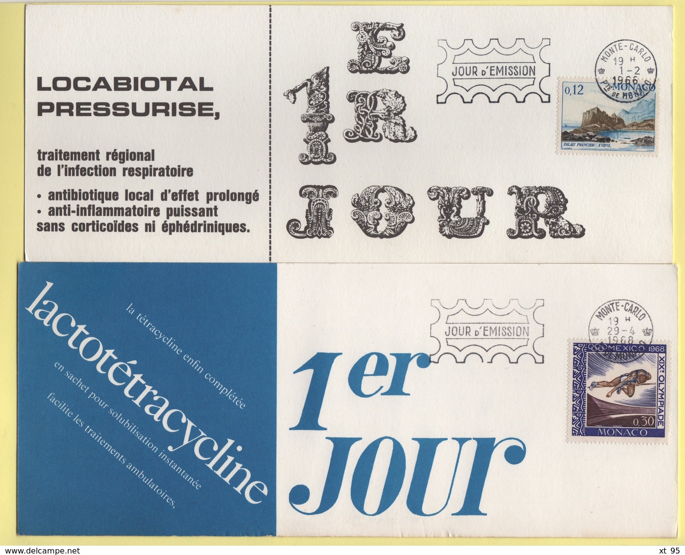 Lot De 2 Cartes 1er Jour Publicitaires Offertes Par Les Laboratoires Servier - Voir Scan - Cartas & Documentos